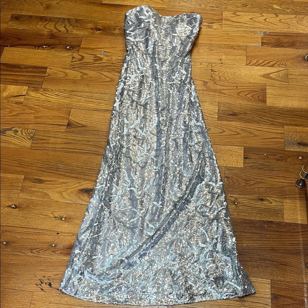 🪩La Femme Strapless Silver Gown 🪩